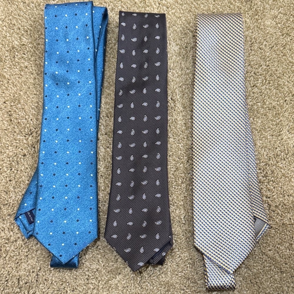 Stylish Men's Tie Collection - Teal, Black, and Cream